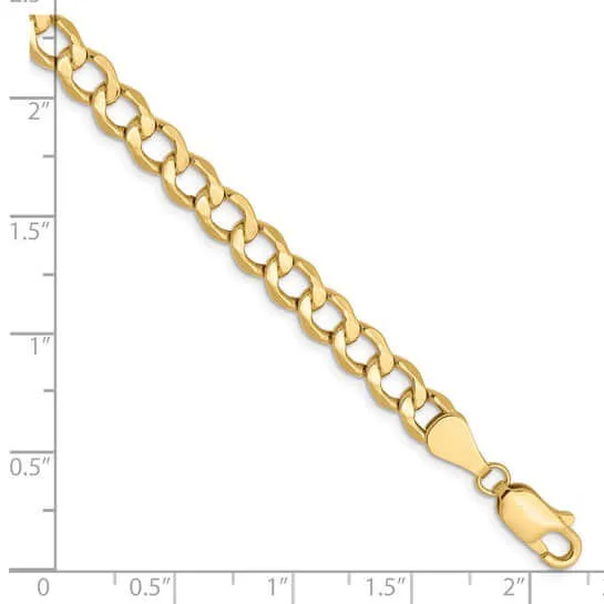 10k Yellow Gold 5.25m SemiSolid Curb Link Chain
