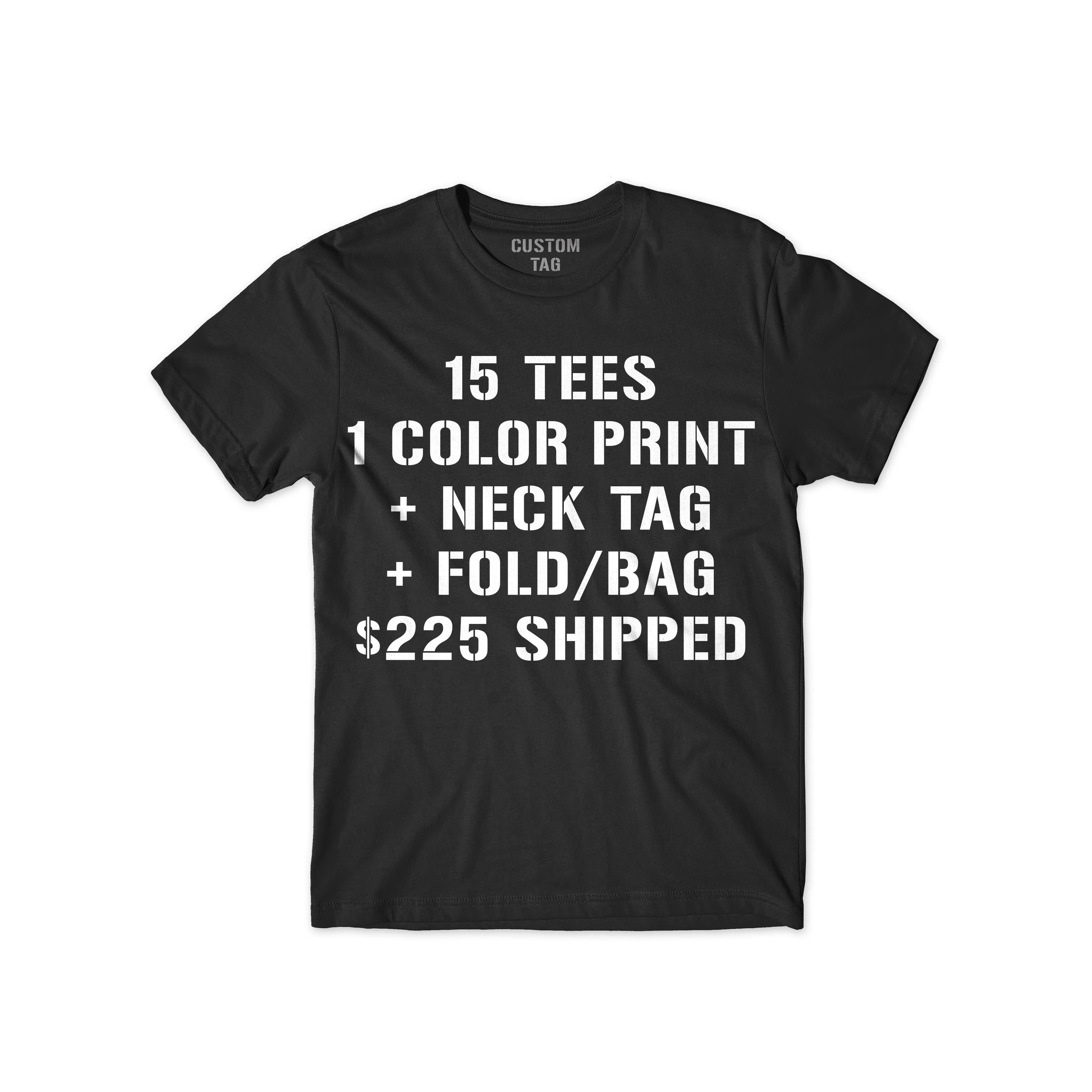 15 Custom Screen Print T Shirt Package Deal Folding Poly Bagging