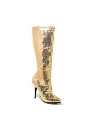 5 Heel Sequins Knee Boot.