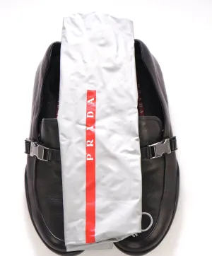 $795 PRADA - *LINEA ROSSA* Black Slip On Logo Vamp Loafer - 12 US (11 Prada)