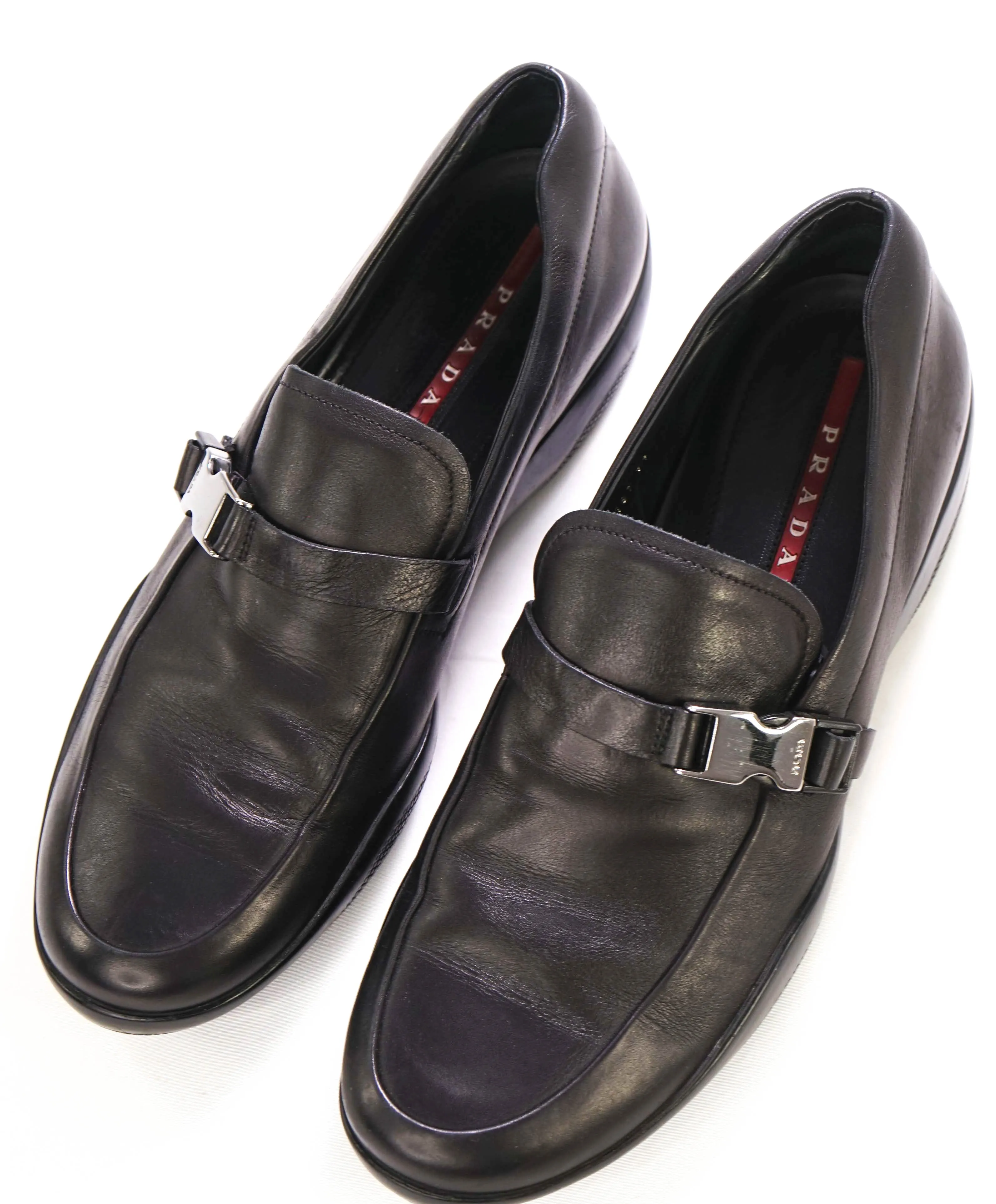 $795 PRADA - *LINEA ROSSA* Black Slip On Logo Vamp Loafer - 12 US (11 Prada)