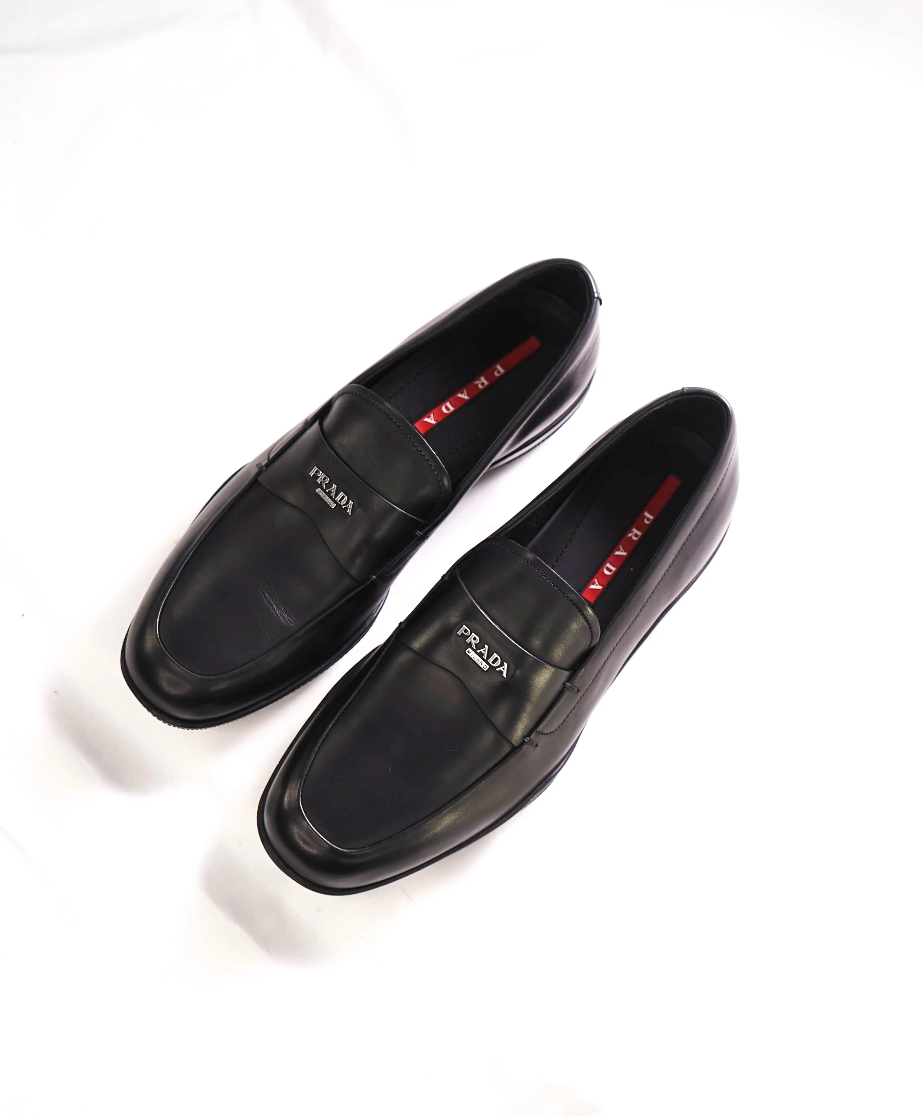 $850 PRADA - *LINEA ROSSA* Black Slip On Logo Vamp Loafer - 8 US (7 Prada)