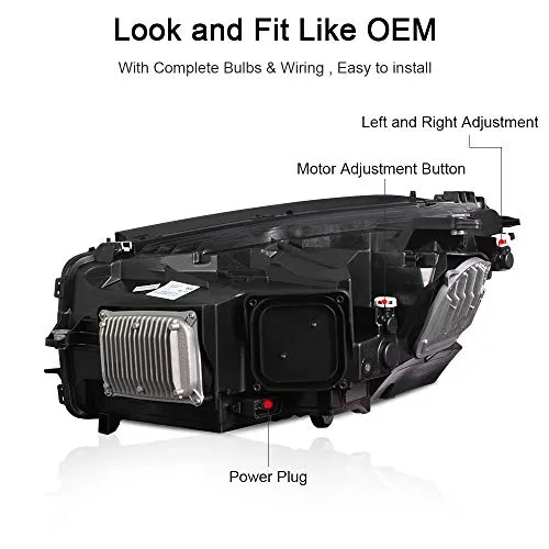 A&K Led Headlight Assembly for Mercedes Benz GLC250 W253 2016 2017 2018 2019 Driver and Passenger Side (Only Suitable for Benz with OEM Halogen Light)