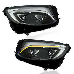 A&K Led Headlight Assembly for Mercedes Benz GLC250 W253 2016 2017 2018 2019 Driver and Passenger Side (Only Suitable for Benz with OEM Halogen Light)