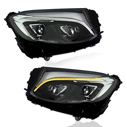 A&K Led Headlight Assembly for Mercedes Benz GLC250 W253 2016 2017 2018 2019 Driver and Passenger Side (Only Suitable for Benz with OEM Halogen Light)