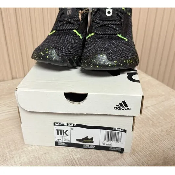 ADIDAS Kaptir 3.0 Unisex Kids Black Lucid Lemon' Athletic Shoes Size 11K