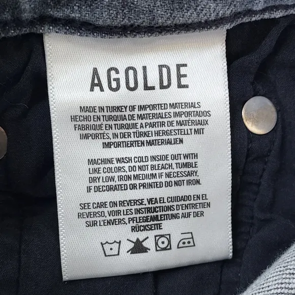 Agolde Denim Jeans Nico High Rise Slim in Risk Size 27 Gray