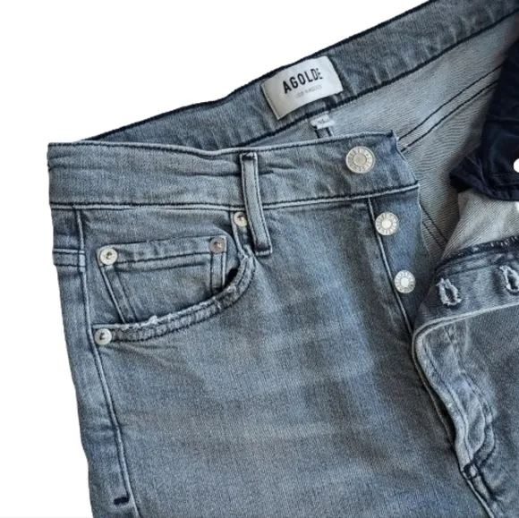 Agolde Denim Jeans Nico High Rise Slim in Risk Size 27 Gray