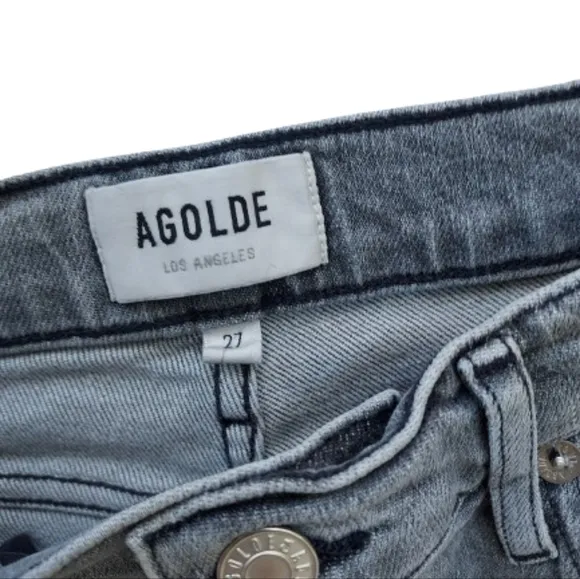 Agolde Denim Jeans Nico High Rise Slim in Risk Size 27 Gray