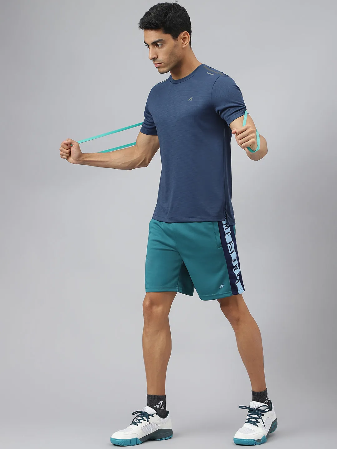 Alcis Men Golden Olive Drytech  Anti-Static Slim-Fit Round Neck Running T-Shirt