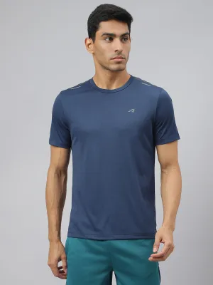 Alcis Men Golden Olive Drytech  Anti-Static Slim-Fit Round Neck Running T-Shirt