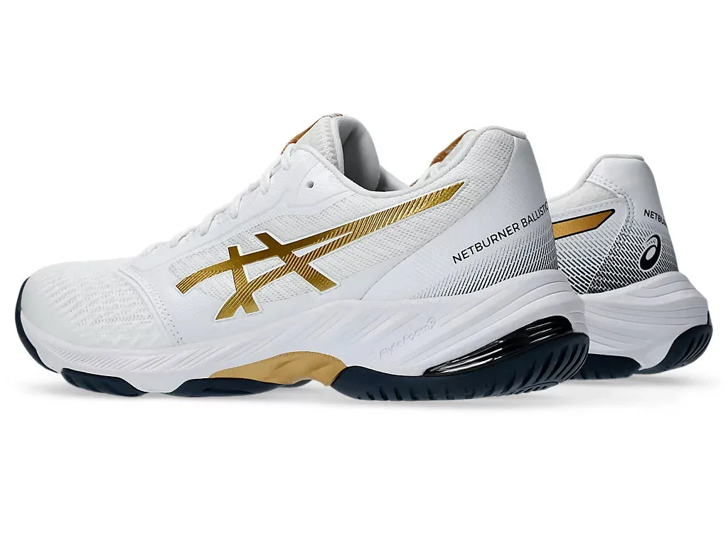 Asics Netburner Ballistic FF 3 Badminton Shoe | White/Pure Gold