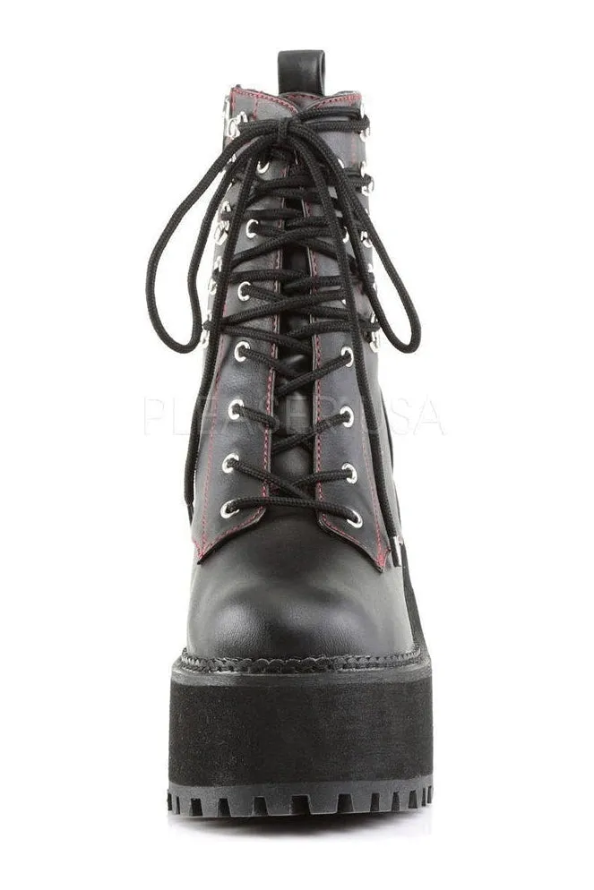 ASSAULT-100 Demonia Ankle Boot | Black Faux Leather