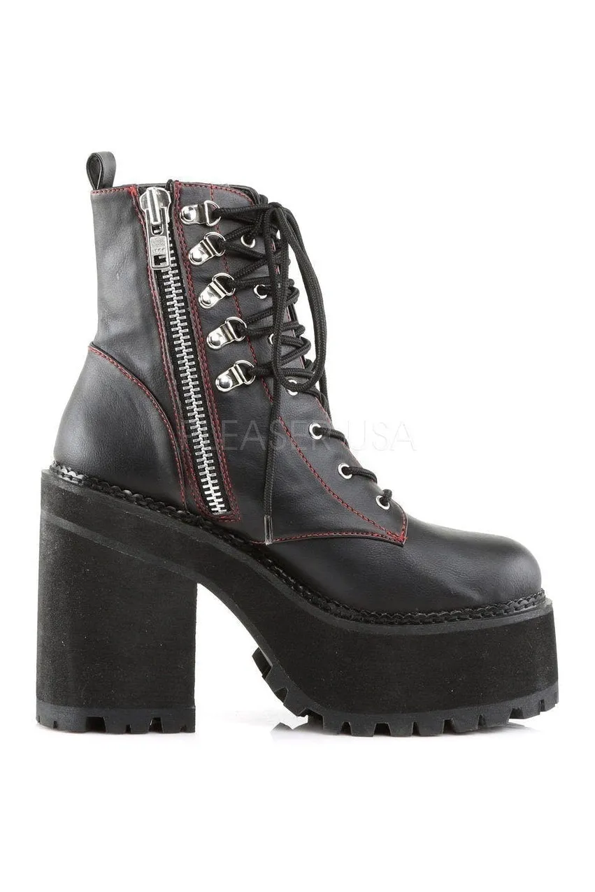 ASSAULT-100 Demonia Ankle Boot | Black Faux Leather