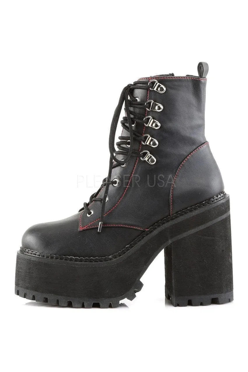 ASSAULT-100 Demonia Ankle Boot | Black Faux Leather