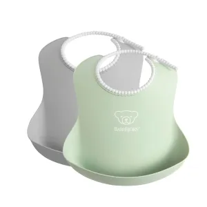 Baby Bjorn Baby Bib 2-Pack (Powder Green/Grey)