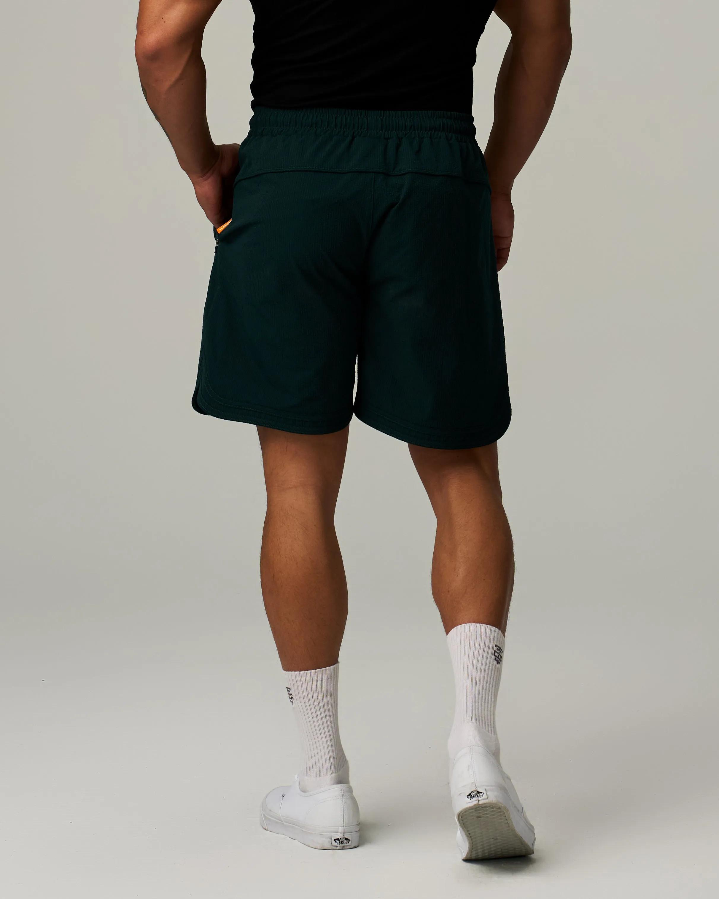 Badge Side Slit Stretch Shorts
