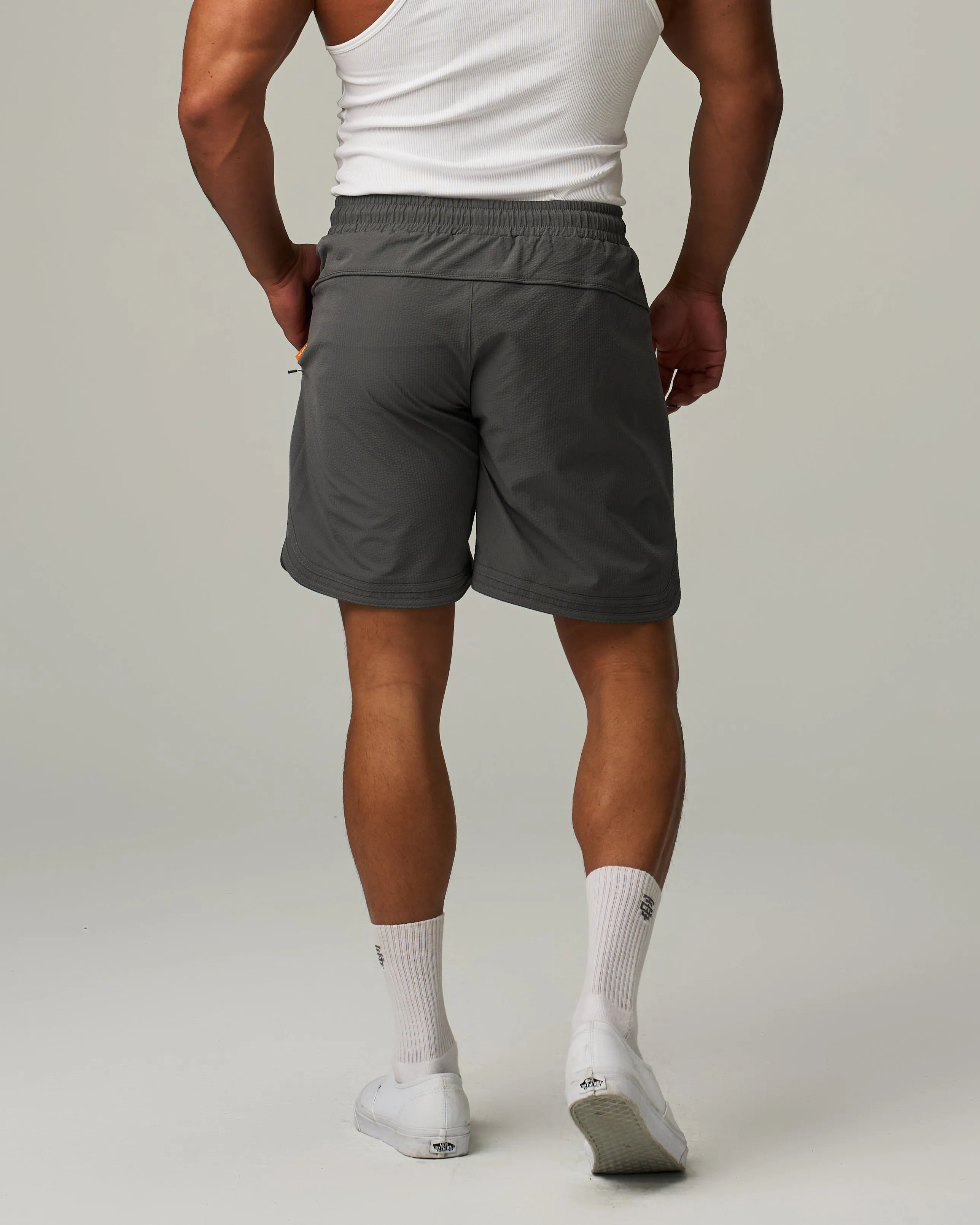 Badge Side Slit Stretch Shorts
