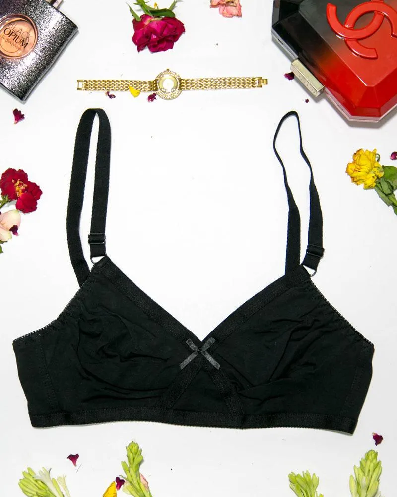 Basic Bra - Black - Cotton Bra - Non Padded Bra - Non Wired Bra