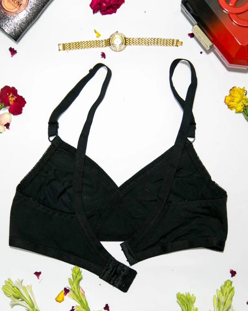 Basic Bra - Black - Cotton Bra - Non Padded Bra - Non Wired Bra