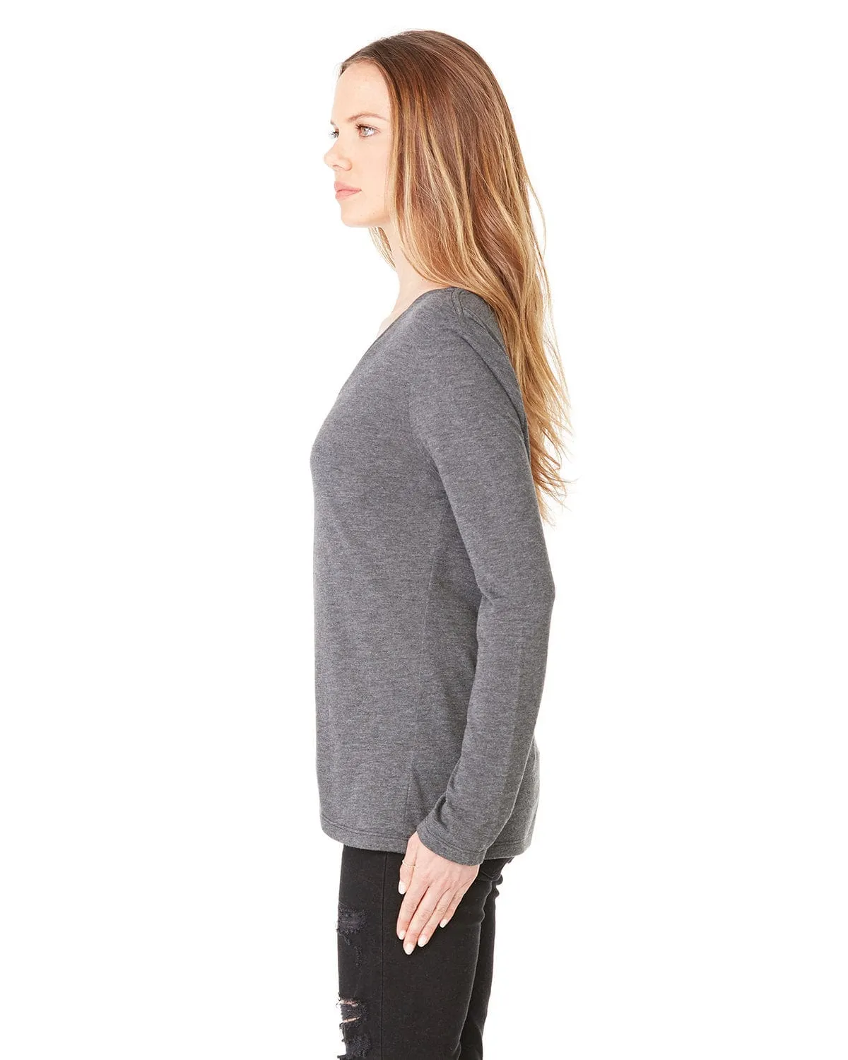 Bella Canvas Ladies Flowy Long Sleeve V-Neck
