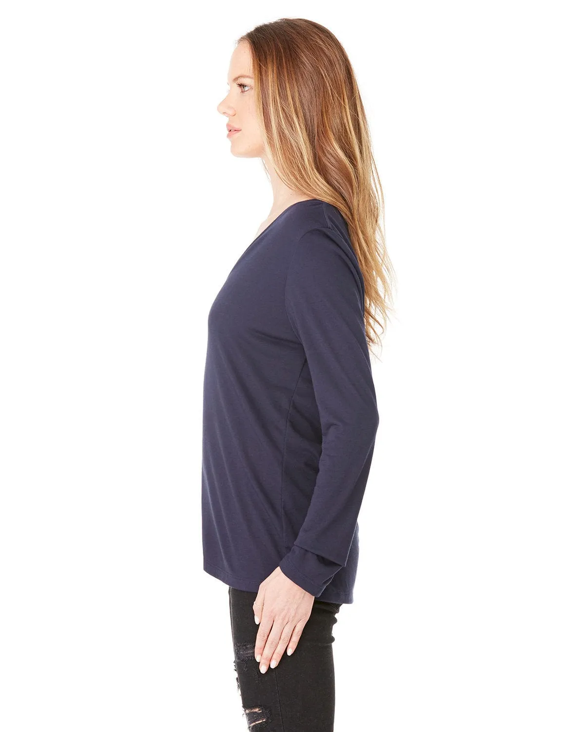 Bella Canvas Ladies Flowy Long Sleeve V-Neck