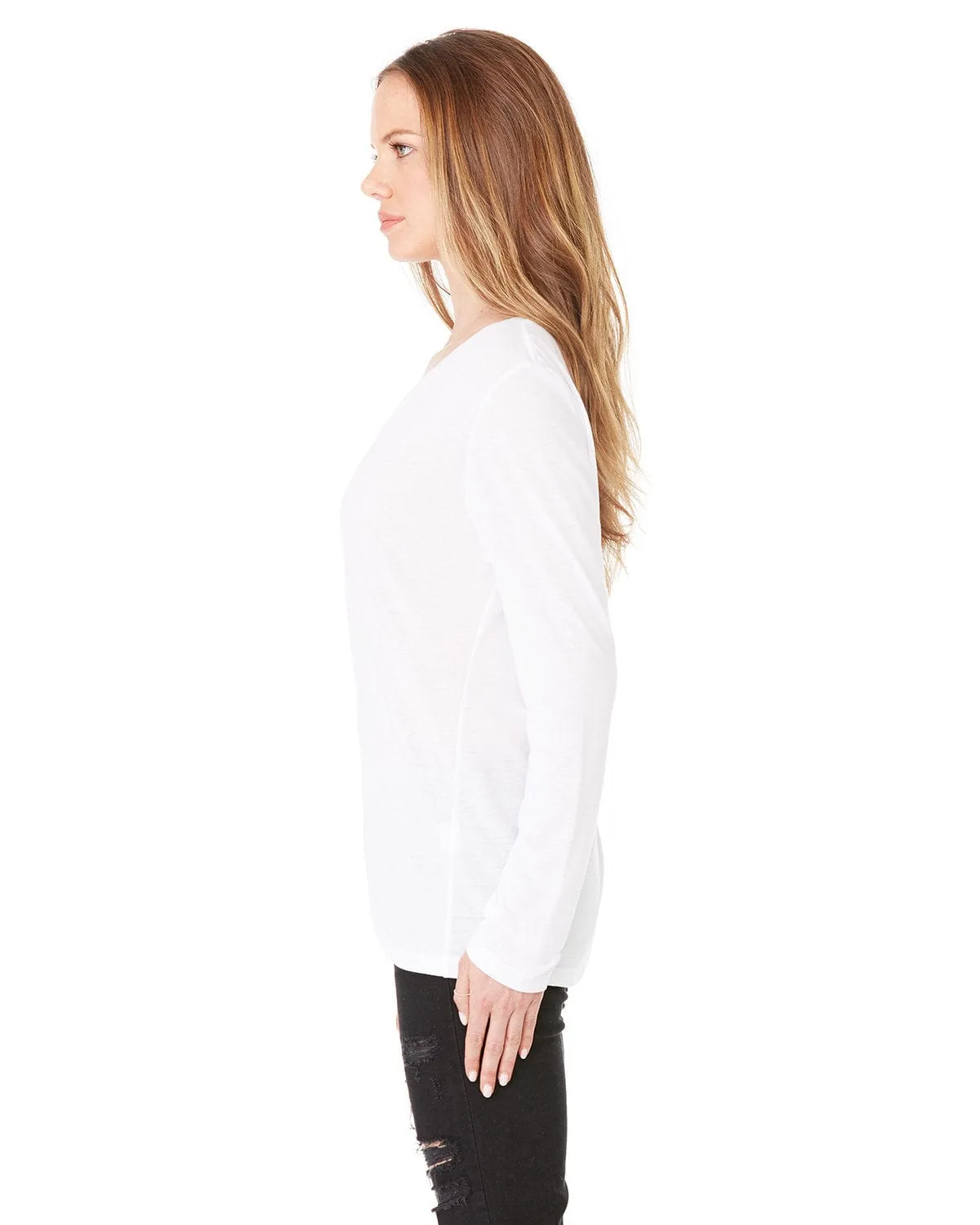 Bella Canvas Ladies Flowy Long Sleeve V-Neck