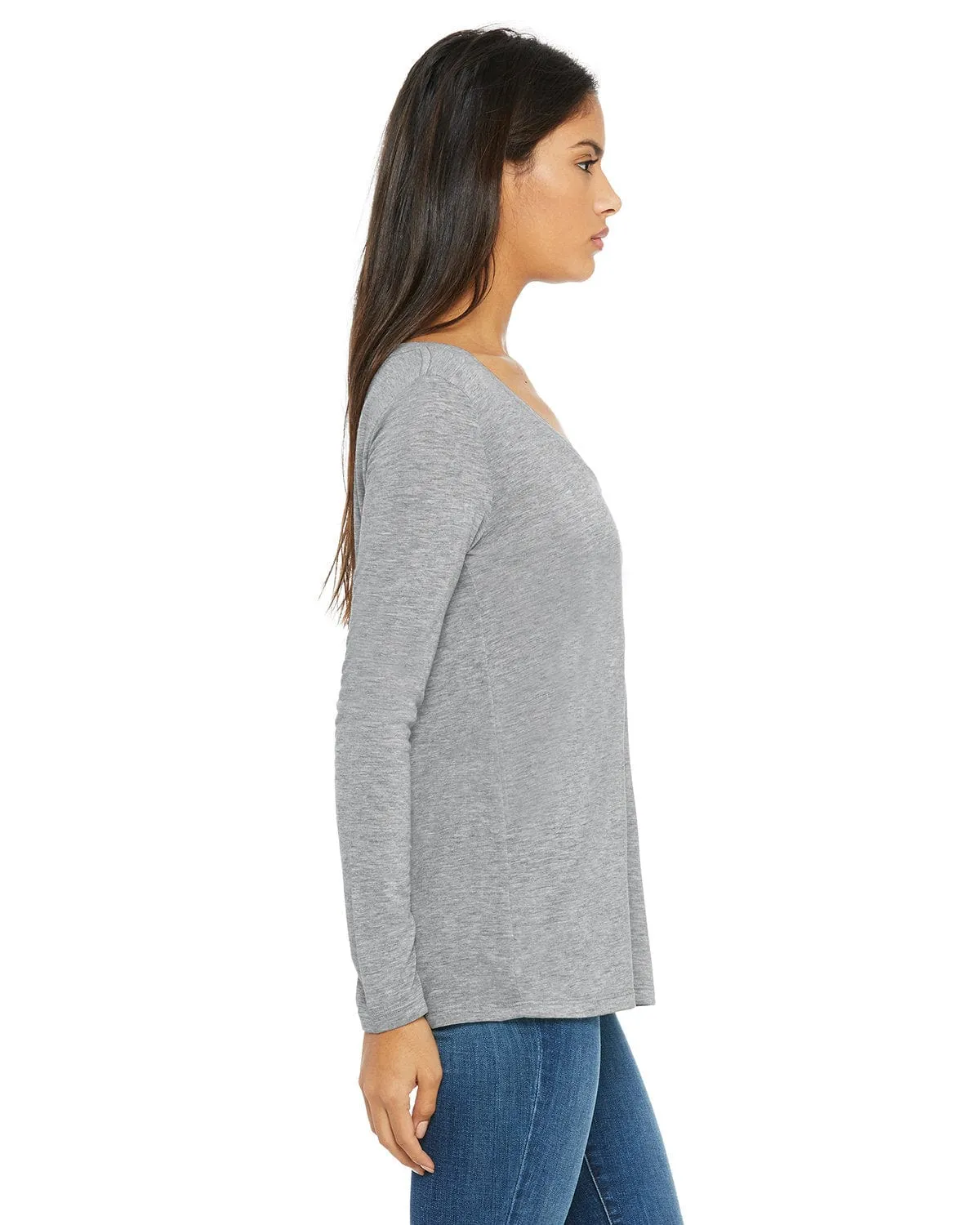 Bella Canvas Ladies Flowy Long Sleeve V-Neck