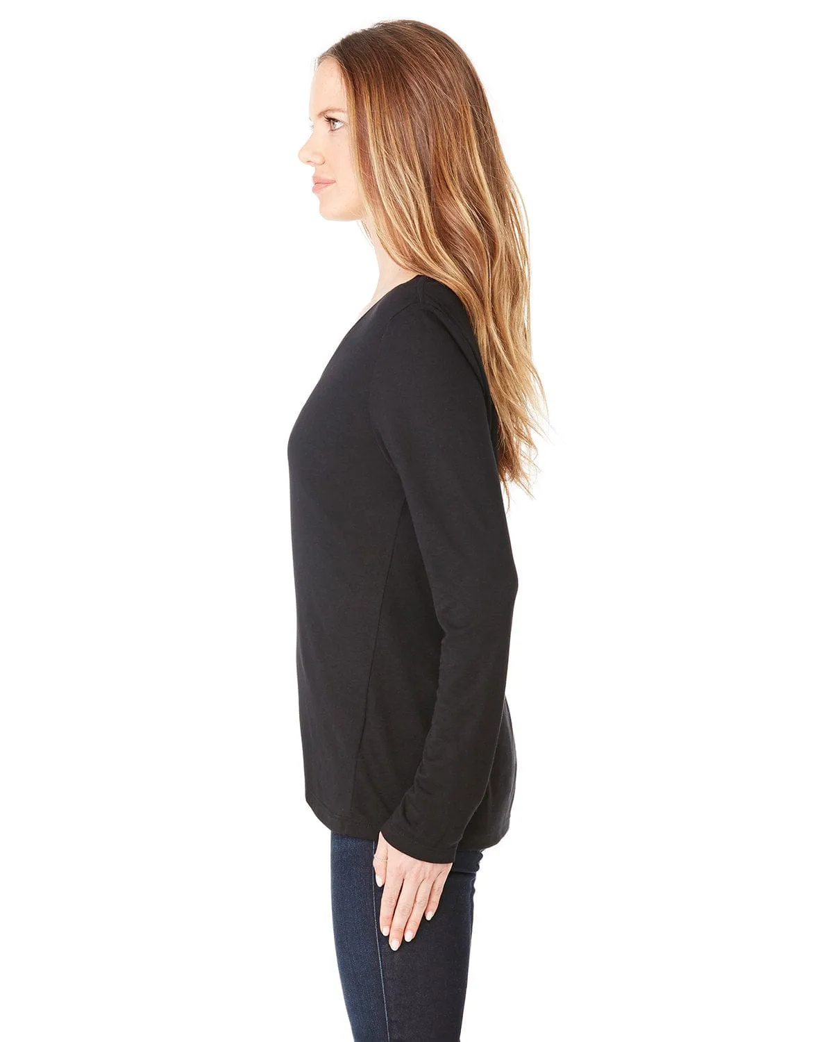 Bella Canvas Ladies Flowy Long Sleeve V-Neck