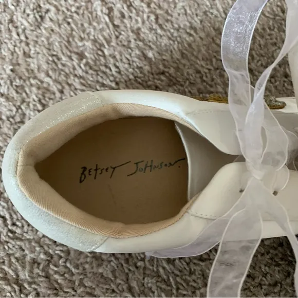 Betsey Johnson Bridal Sneakers! Size 10, Off-white &amp; White, Great Condition!