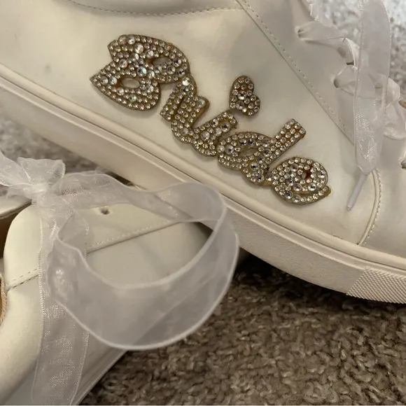 Betsey Johnson Bridal Sneakers! Size 10, Off-white &amp; White, Great Condition!