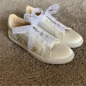 Betsey Johnson Bridal Sneakers! Size 10, Off-white &amp; White, Great Condition!