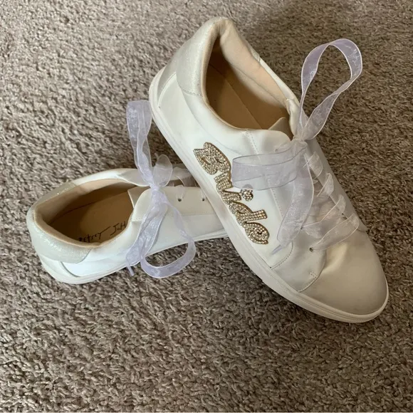Betsey Johnson Bridal Sneakers! Size 10, Off-white &amp; White, Great Condition!