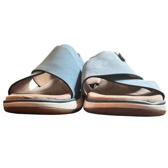 Bionica Andrya Womens 10 Blue Suede Sling back sandle Comfort Beach Vacation