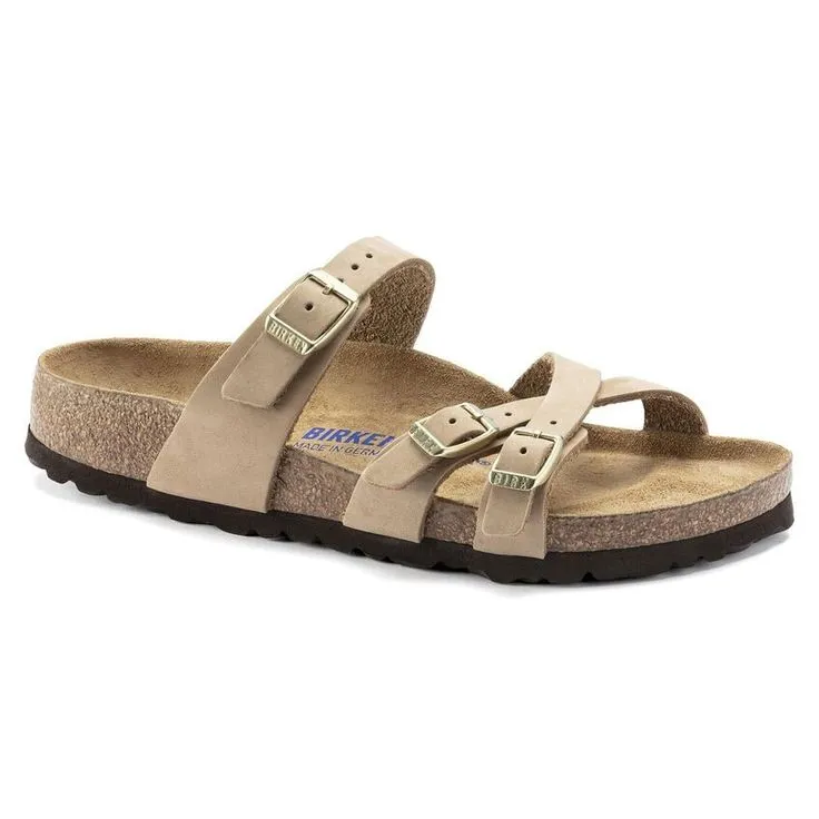 BIRKENSTOCK- FRANCA SOFT FOOTBED NUBUCK LEATHER SANDAL