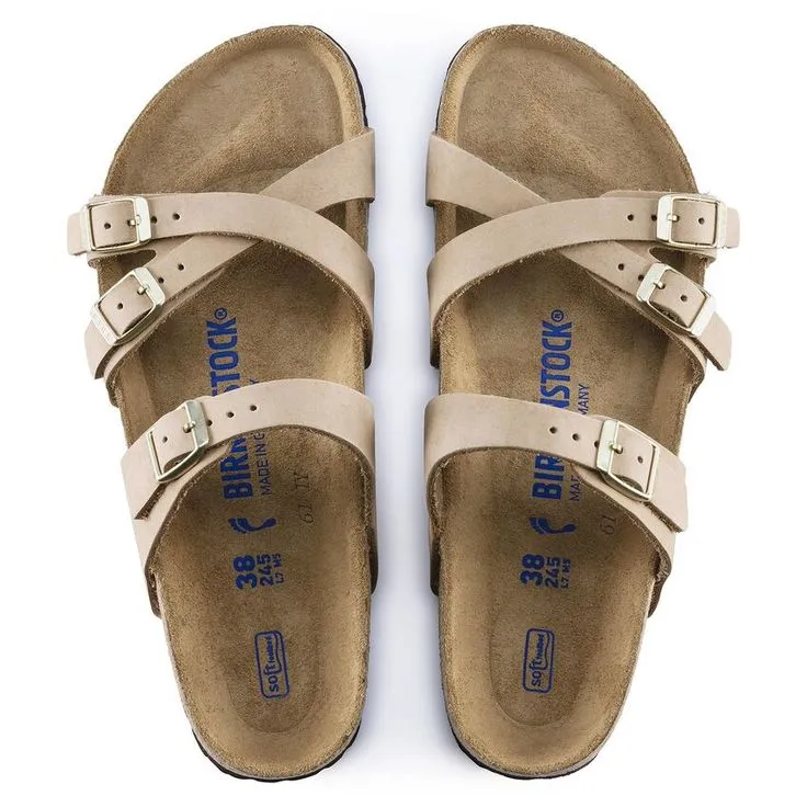BIRKENSTOCK- FRANCA SOFT FOOTBED NUBUCK LEATHER SANDAL