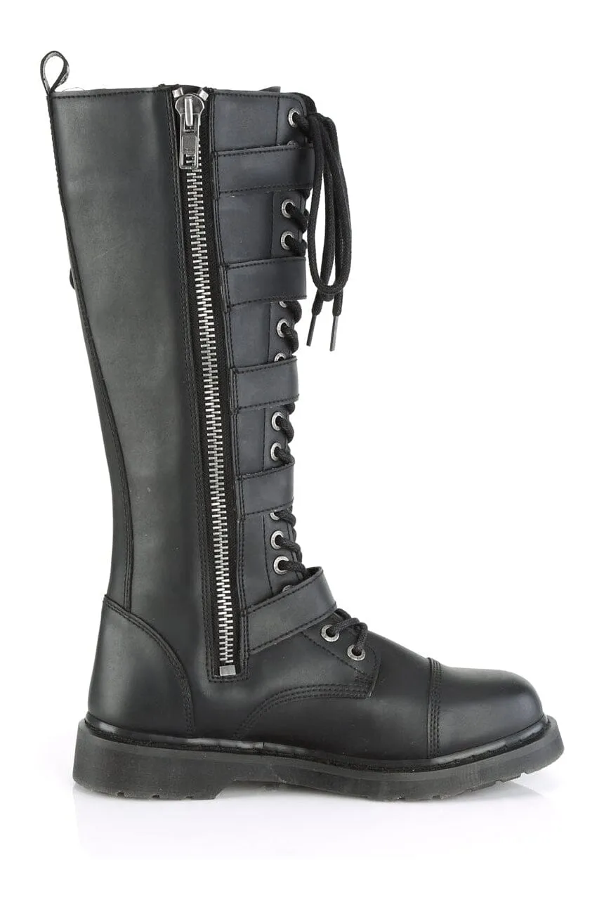 BOLT-425 Black Vegan Leather Combat Boot