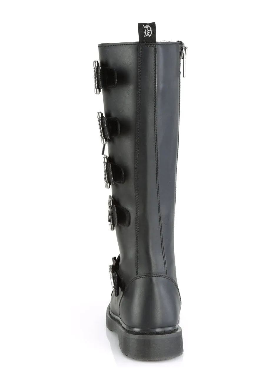 BOLT-425 Black Vegan Leather Combat Boot