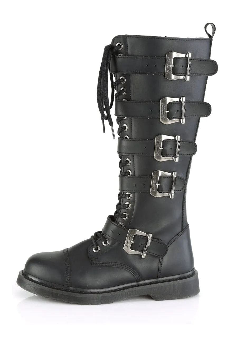 BOLT-425 Black Vegan Leather Combat Boot