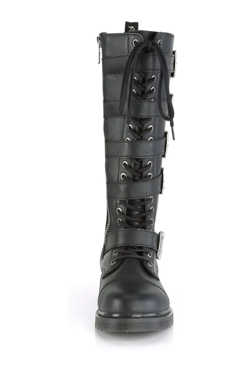 BOLT-425 Black Vegan Leather Combat Boot