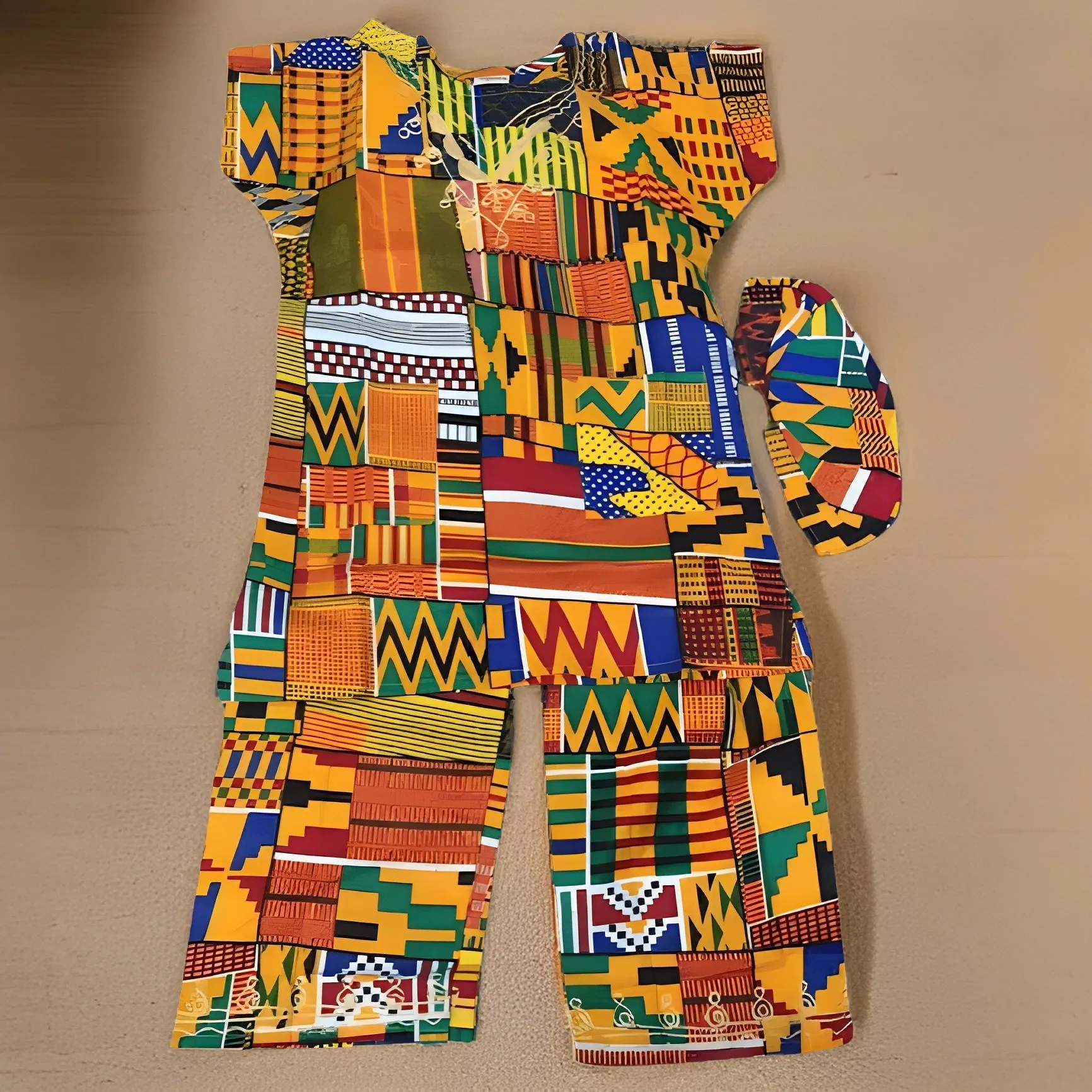 Boys Kente Patch Print Children Pants Set
