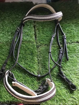 Brown xfull size bridle bling with white padding FREE POSTAGE ❤️