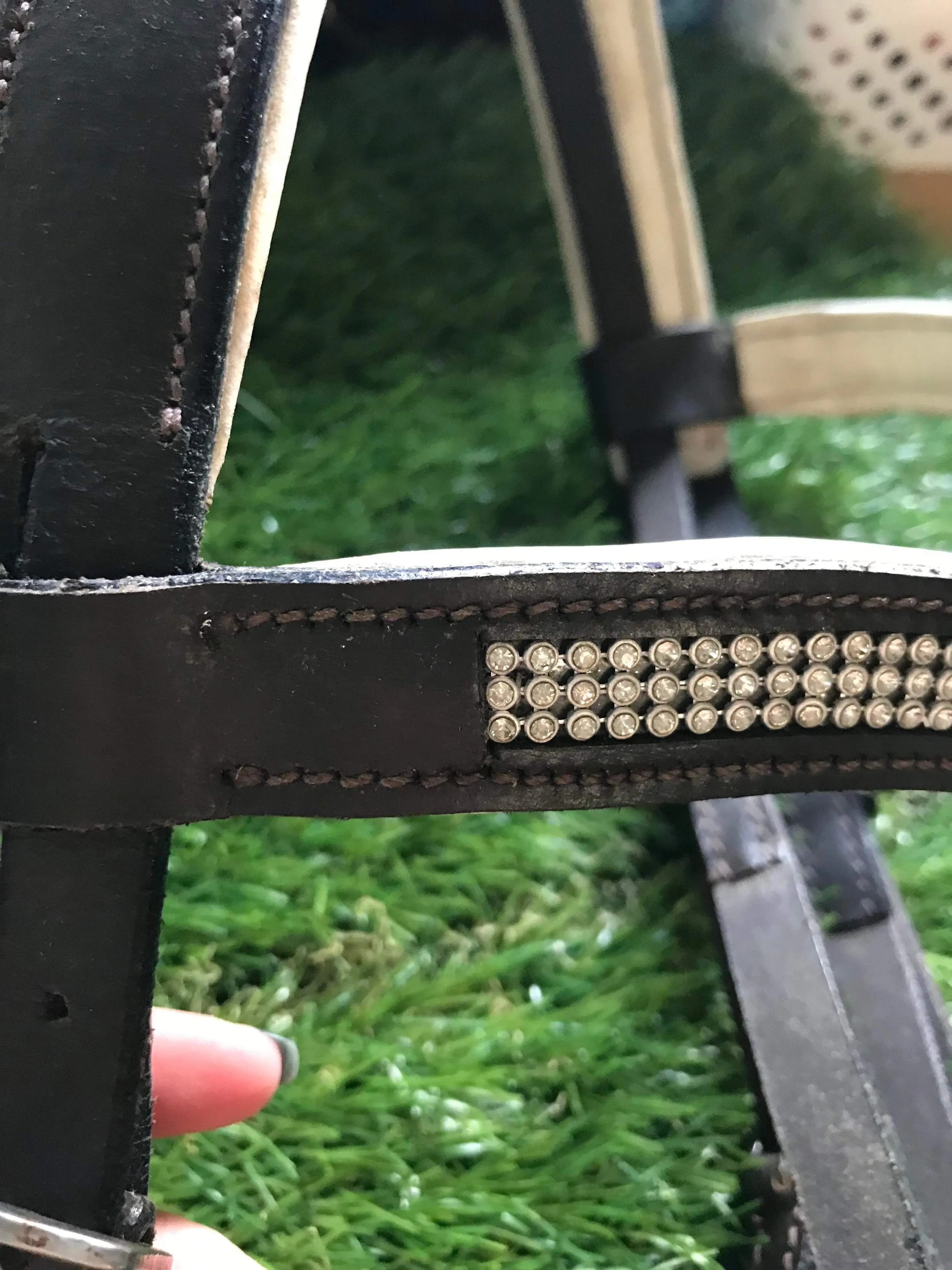 Brown xfull size bridle bling with white padding FREE POSTAGE ❤️