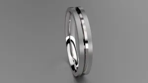 Brushed Sterling Silver 3mm Single V Groove Wedding Band