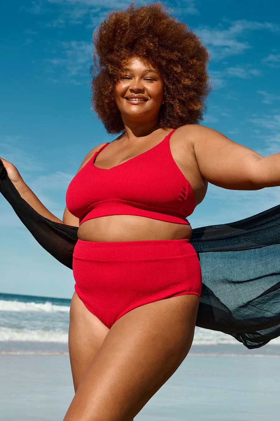 Byron Adjustable Bikini Top - Red Texture