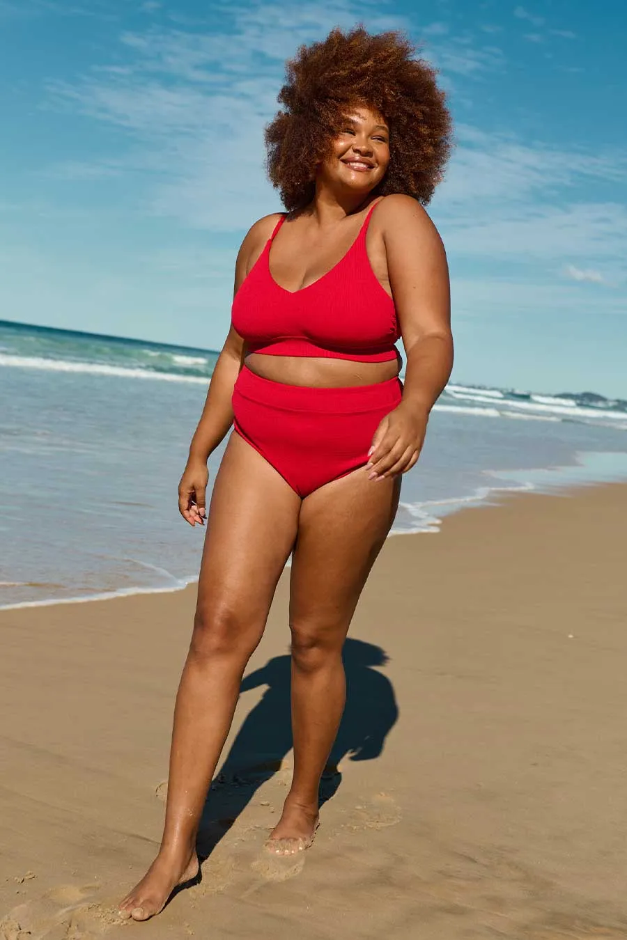 Byron Adjustable Bikini Top - Red Texture