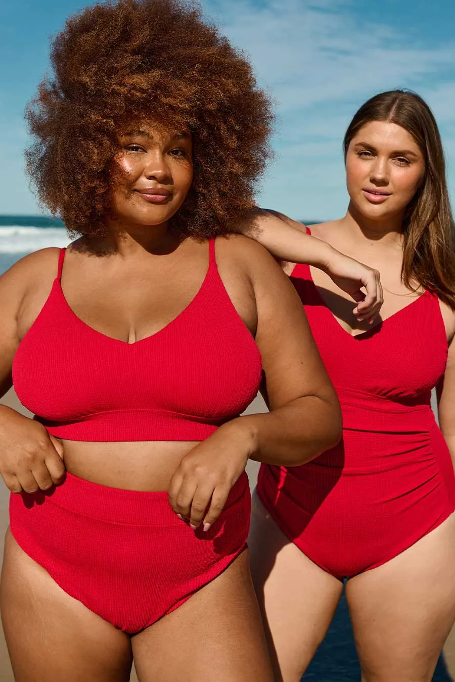 Byron Adjustable Bikini Top - Red Texture