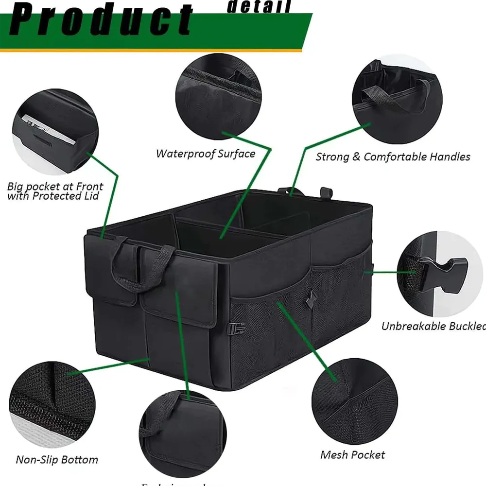 Car Trunk Organizer, Custom-Fit For Car, Foldable Car Trunk Storage Box, Storage Bag, Waterproof, Dust-proof, Stain-Resistant, Car Accessories WADE229