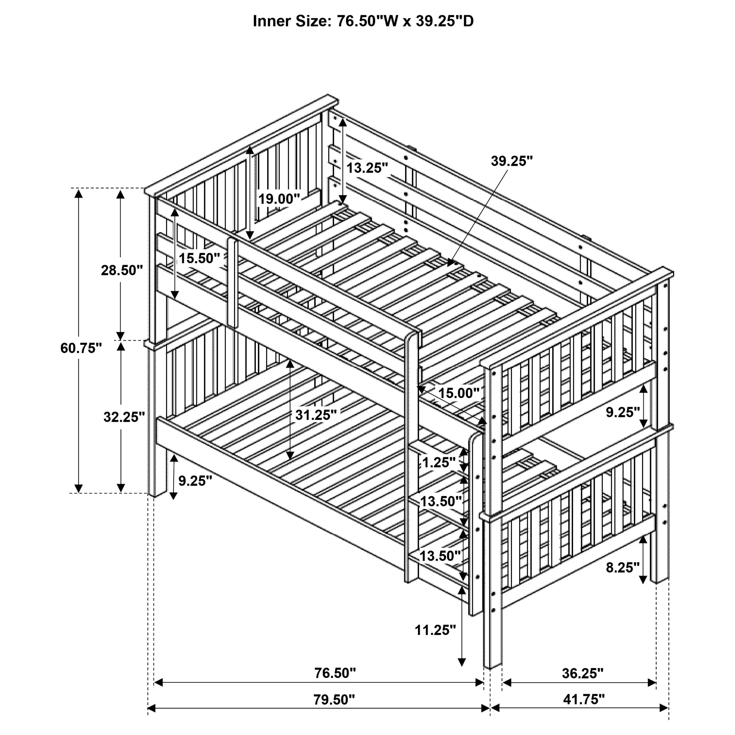 Chapman Wood Twin Over Twin Bunk Bed White