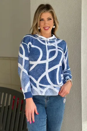 Charlie B Denim Reversible Cotton Hoodie Sweater